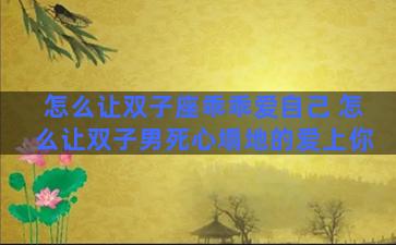 怎么让双子座乖乖爱自己 怎么让双子男死心塌地的爱上你